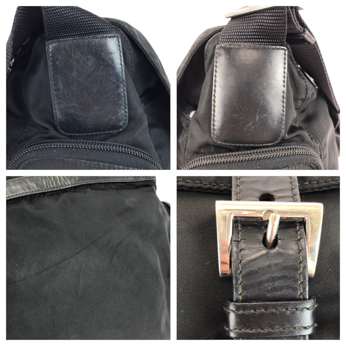 20598
PRADA プラダ テスート 三角ロゴプレート ブラック 黒 シルバー金具 ナイロン / レザー ショルダーバッグ メッセンジャーバッグ レディース ABP36