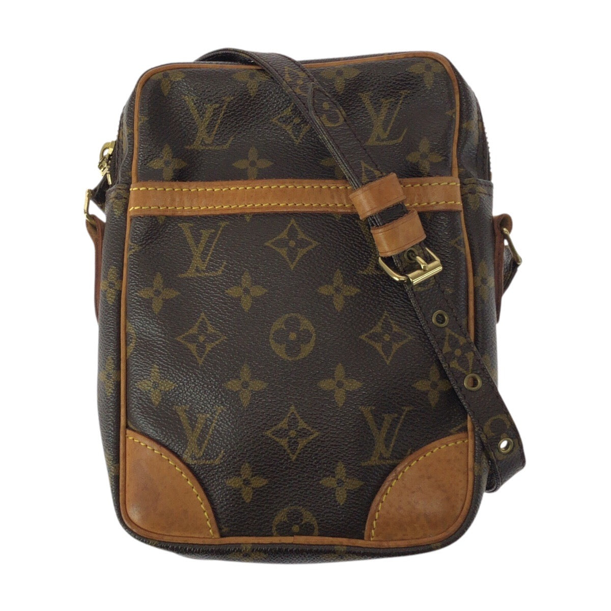 20600
LOUIS VUITTON ルイヴィトン モノグラム ダヌーブ ブラウン ゴールド金具 PVC / レザー M45266 ショルダーバッグ ポシェット レディース AB50