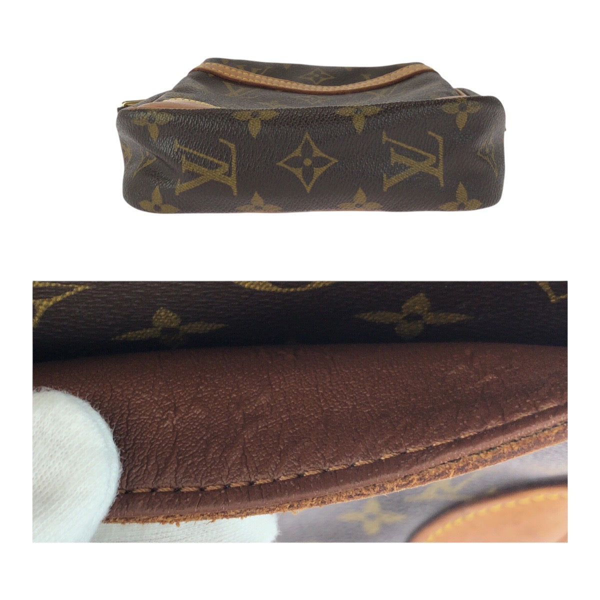 20600
LOUIS VUITTON ルイヴィトン モノグラム ダヌーブ ブラウン ゴールド金具 PVC / レザー M45266 ショルダーバッグ ポシェット レディース AB50