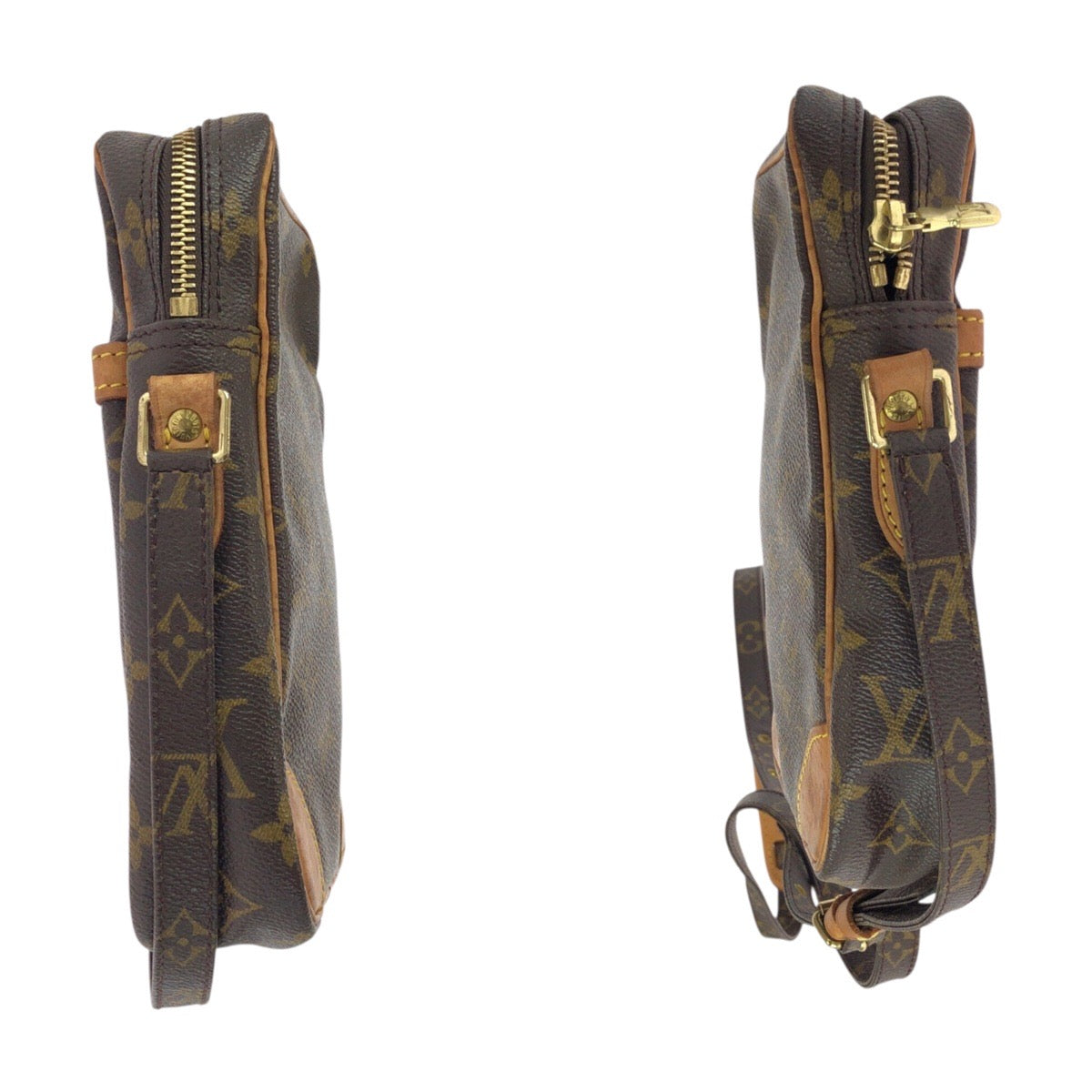 20600
LOUIS VUITTON ルイヴィトン モノグラム ダヌーブ ブラウン ゴールド金具 PVC / レザー M45266 ショルダーバッグ ポシェット レディース AB50