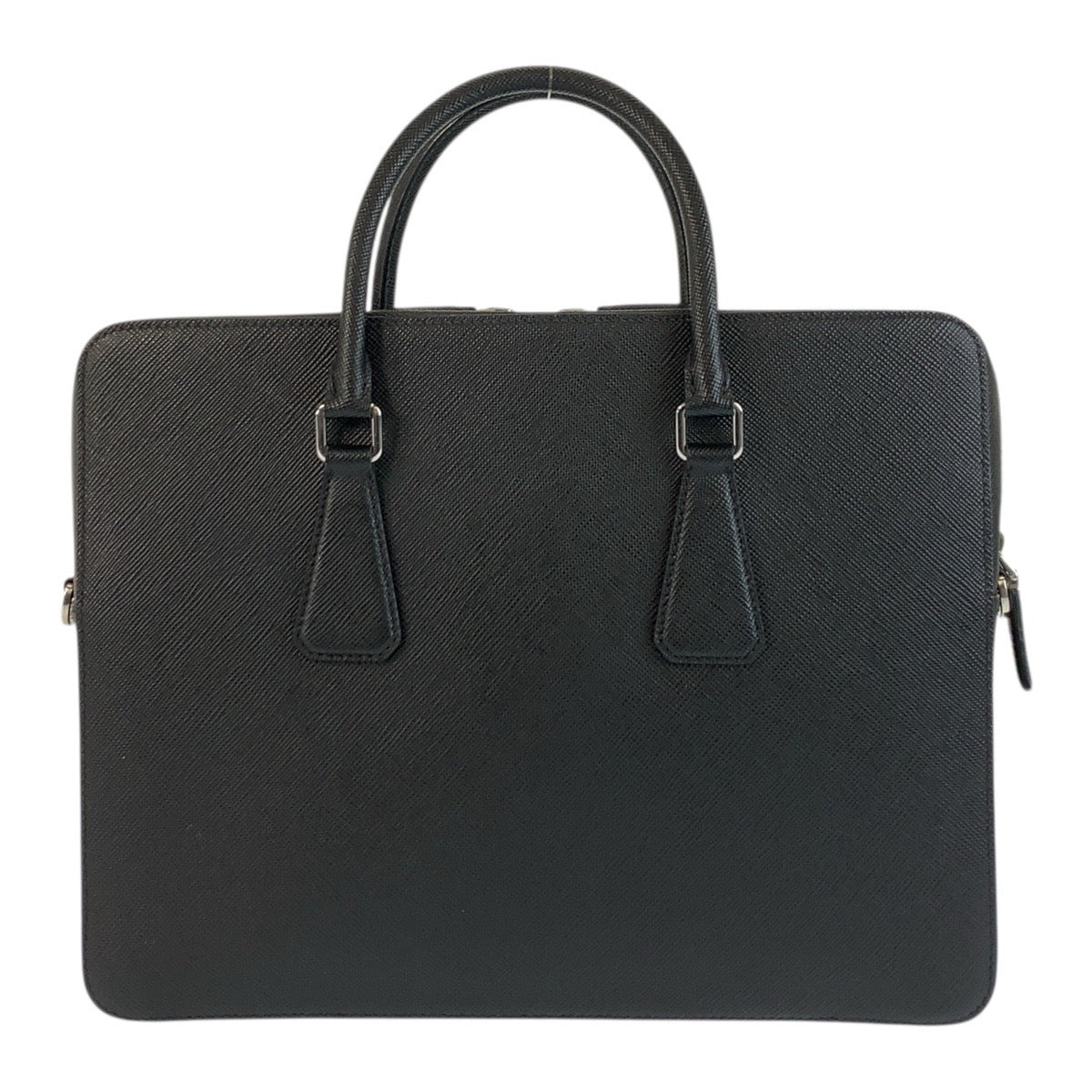 20601
PRADA プラダ サフィアーノ ブラック 黒 シルバー金具 レザー ビジネスバッグ ブリーフケース メンズ SA850