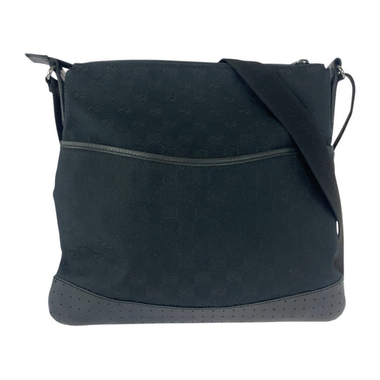 20603
GUCCI グッチ ブラック 黒 シルバー金具 GGキャンバス / レザー 145857 ショルダーバッグ メッセンジャーバッグ レディース AB28