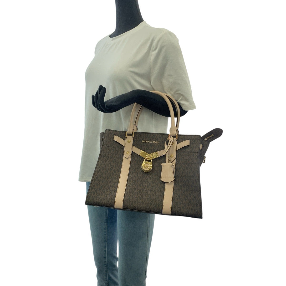 20604
Michael Kors MK Signature Hamilton Satchel Brown Beige PVC 30F9G0HS3B Handbag Tote Bag Shoulder Bag 2WAY Women's SA15