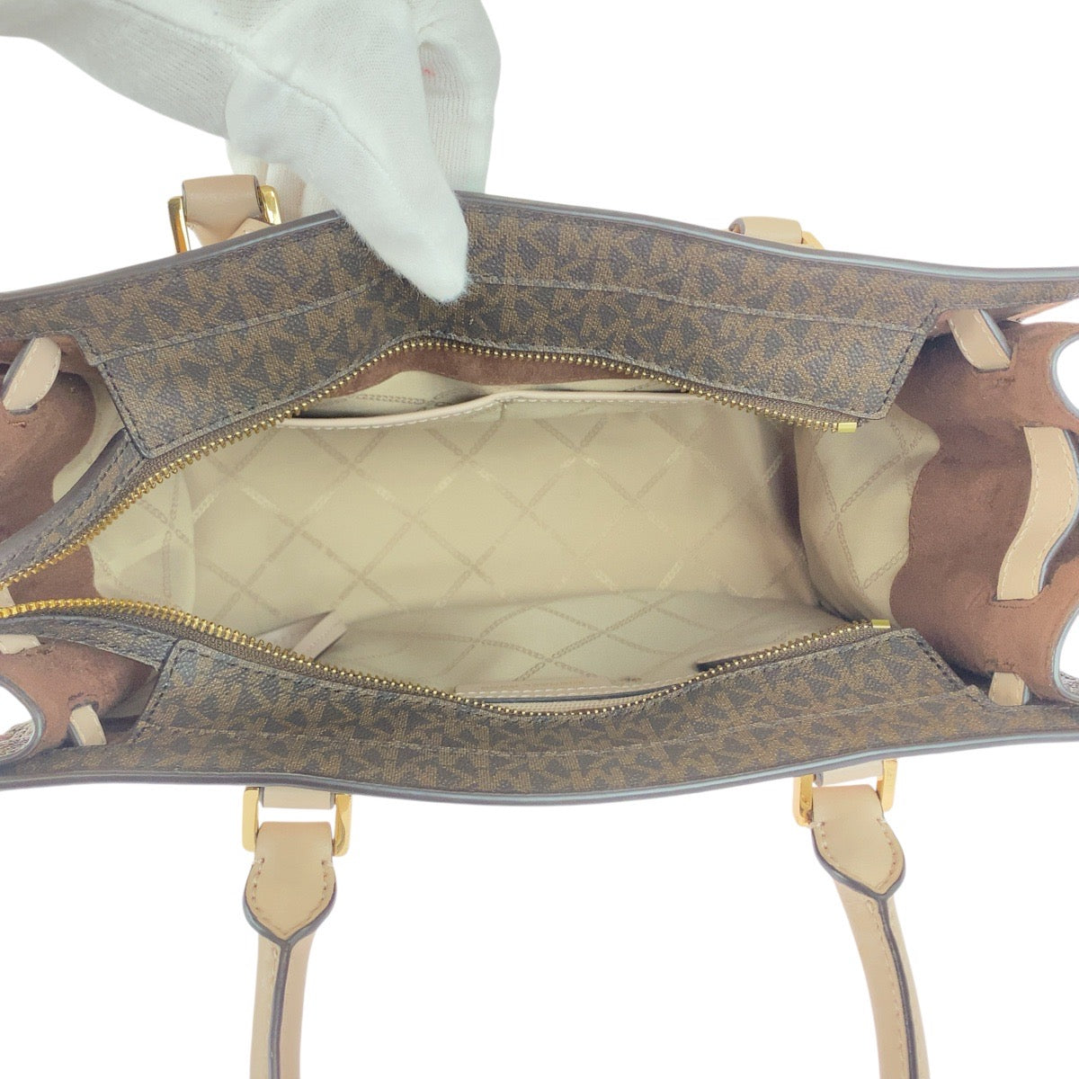 20604
Michael Kors MK Signature Hamilton Satchel Brown Beige PVC 30F9G0HS3B Handbag Tote Bag Shoulder Bag 2WAY Women's SA15