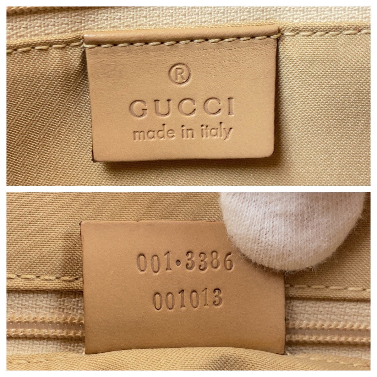 20606
GUCCI Yellow Beige Silver Hardware GG Canvas / Leather 001 3386 Shoulder Bag Women's AB18