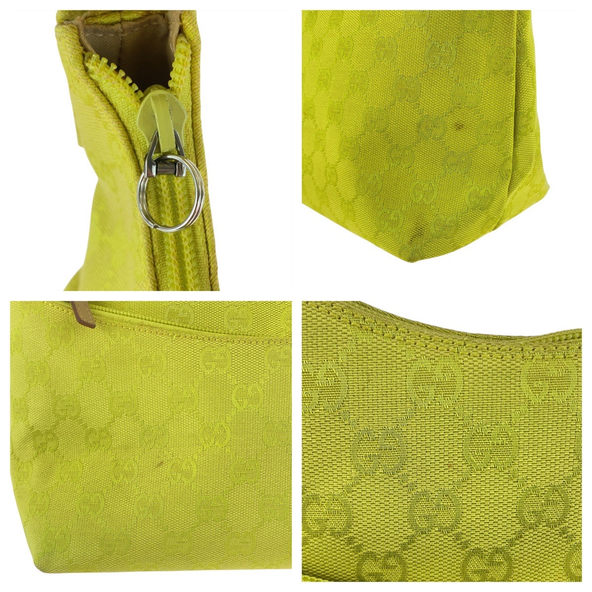 20606
GUCCI Yellow Beige Silver Hardware GG Canvas / Leather 001 3386 Shoulder Bag Women's AB18