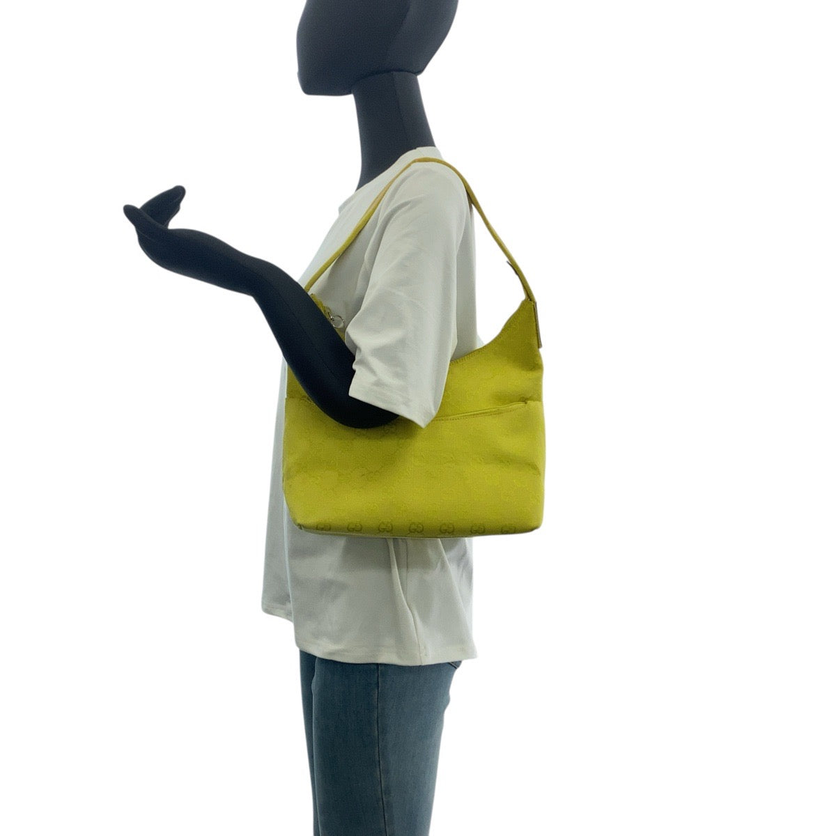 20606
GUCCI Yellow Beige Silver Hardware GG Canvas / Leather 001 3386 Shoulder Bag Women's AB18