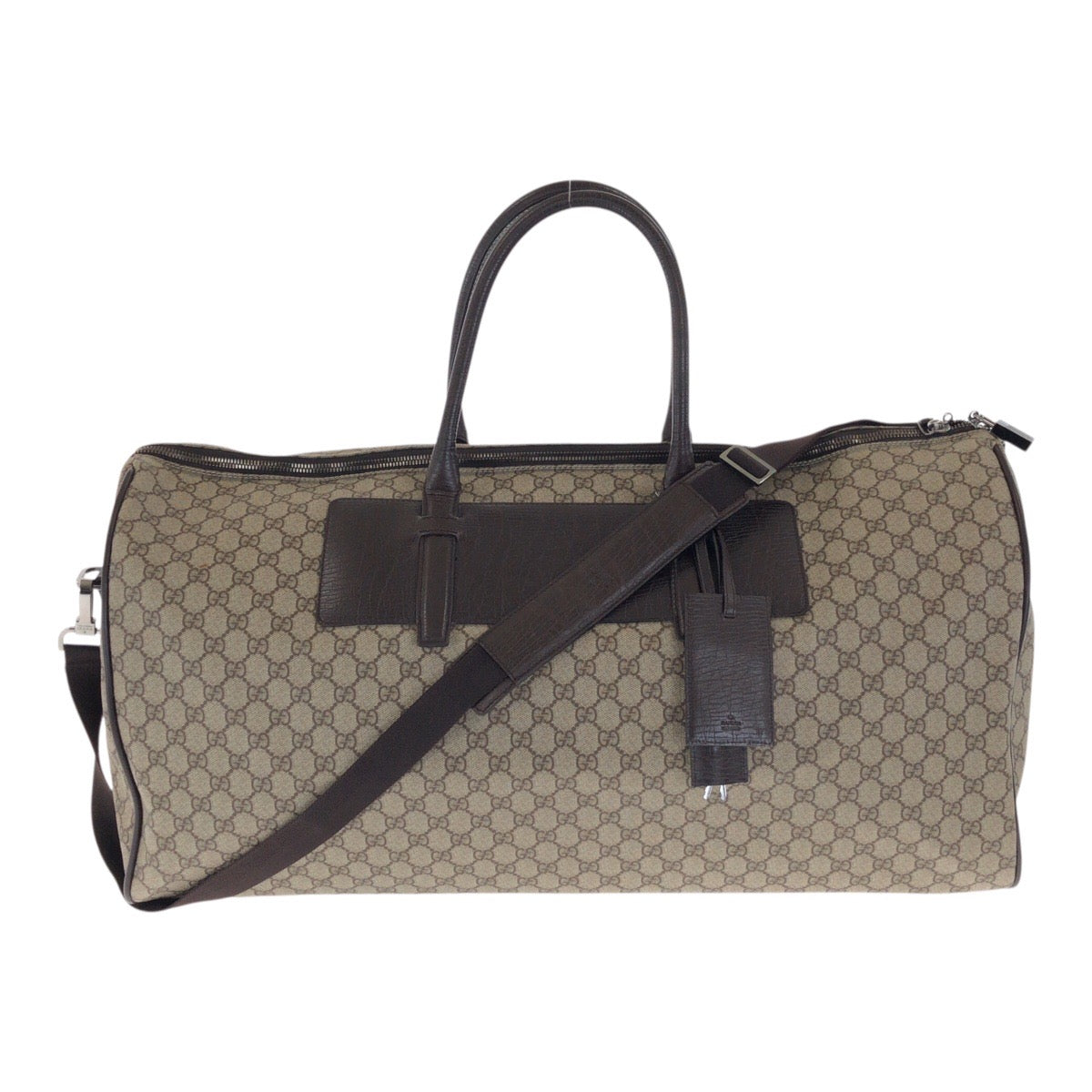 20609
GUCCI Brown Silver Hardware GG Supreme Canvas / Leather 101672 Boston Bag Shoulder Bag 2way Men's AB620