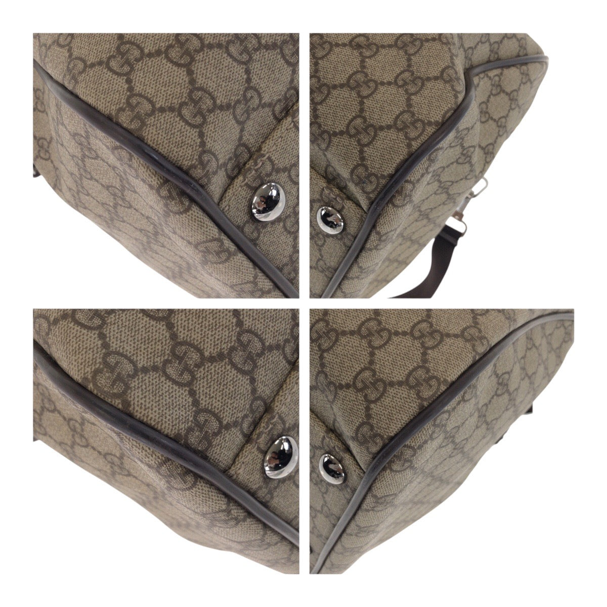 20609
GUCCI Brown Silver Hardware GG Supreme Canvas / Leather 101672 Boston Bag Shoulder Bag 2way Men's AB620