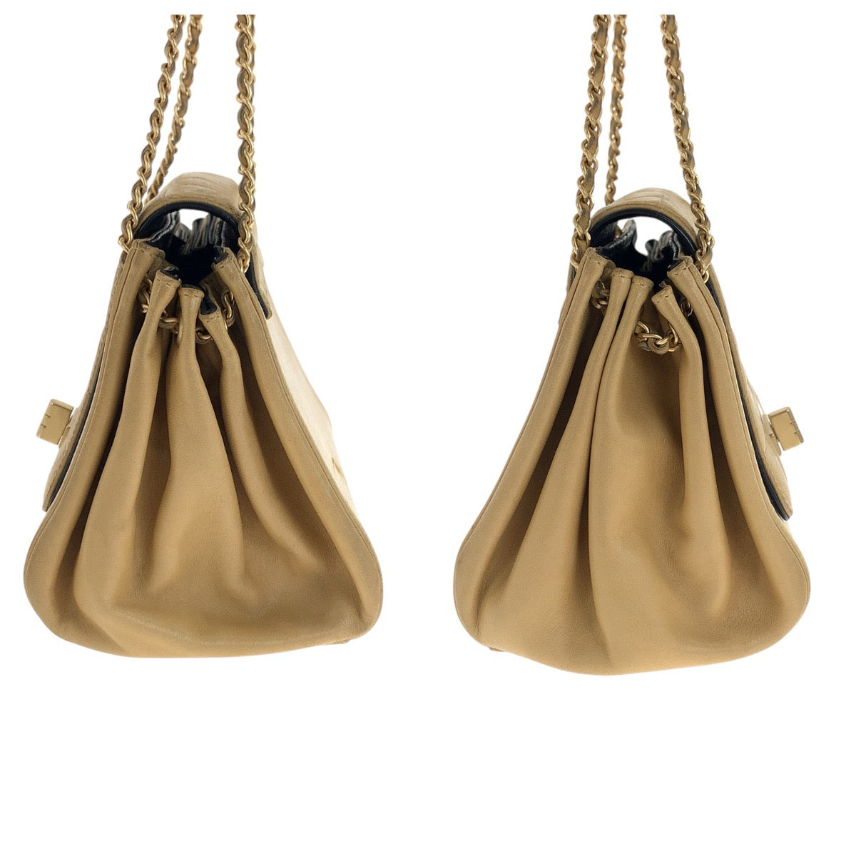 20610
CHANEL シャネル ヴィンテージ 2.55 チョコバー ターンロック ベージュ ゴールド金具 ラムスキン ショルダーバッグ チェーンショルダーバッグ レディース AB100