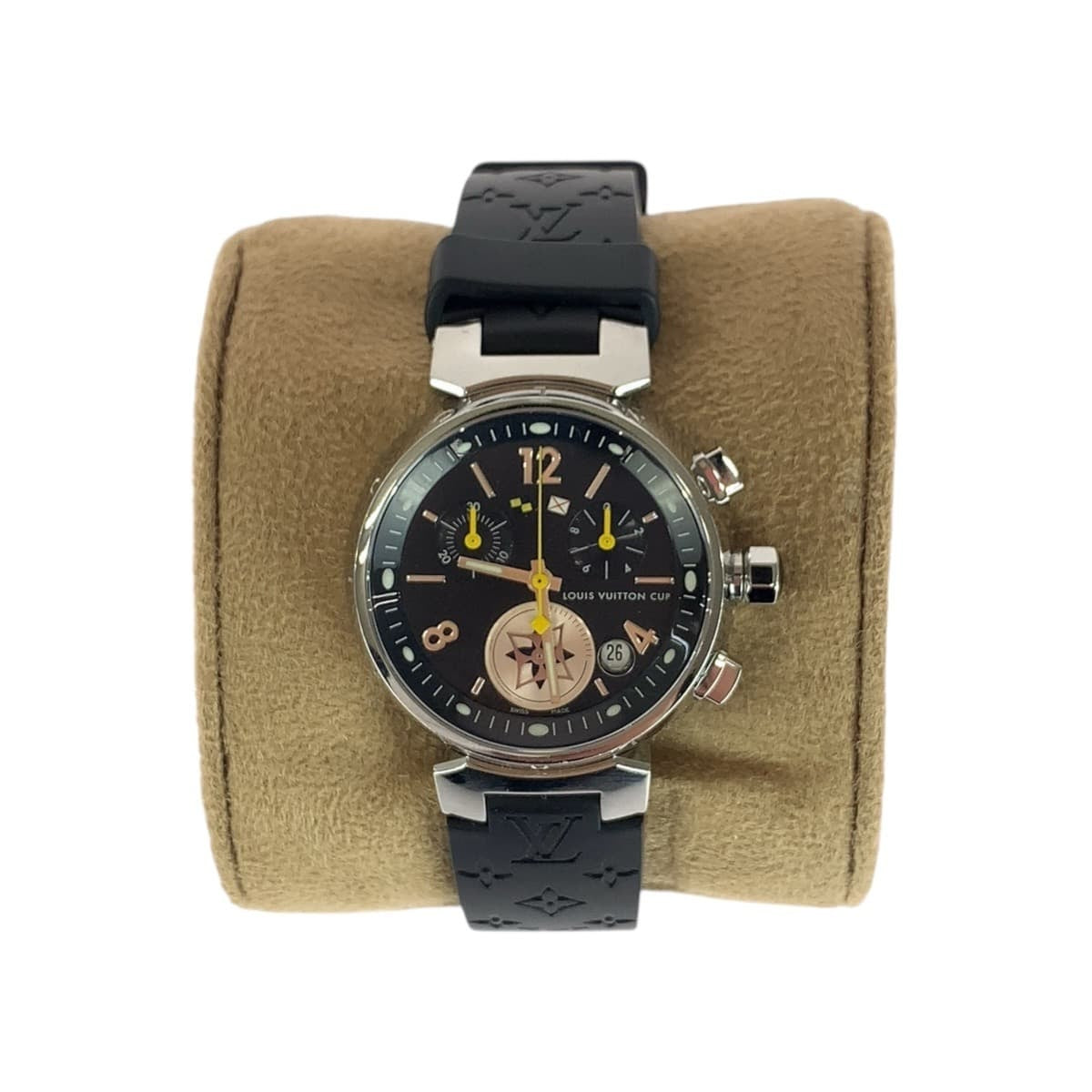 20614
LOUIS VUITTON ルイヴィトン タンブール ラブリーカップ ブラック 黒 シルバー ステンレス / ラバー / ガラス Q132G 腕時計 クオーツ クオーツ ブラック文字盤 レディース A150