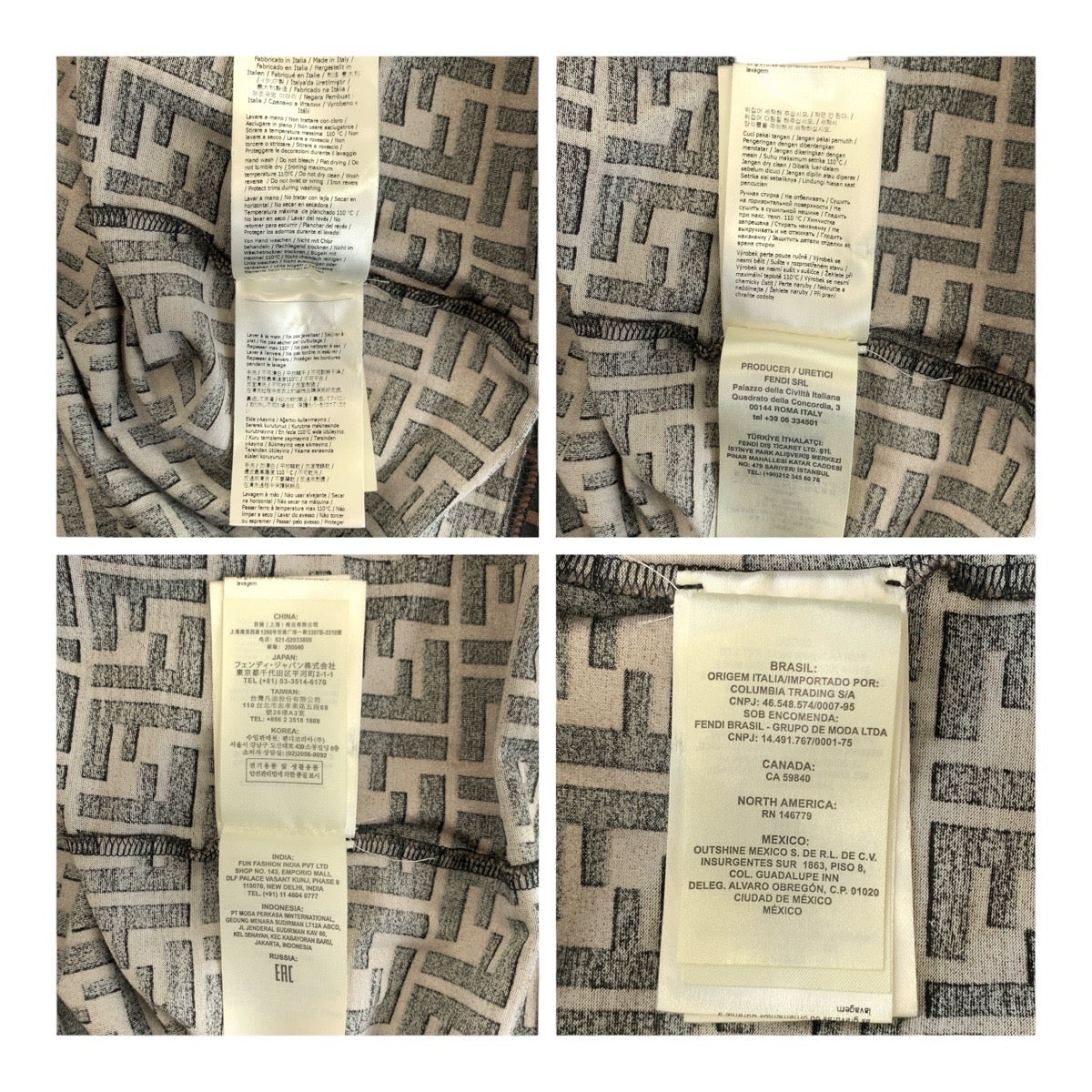 20616
FENDI フェンディ ズッカ柄 ラグラン サイズS ブラウン イエロー コットン CA05904627 半袖Ｔシャツ メンズ A42