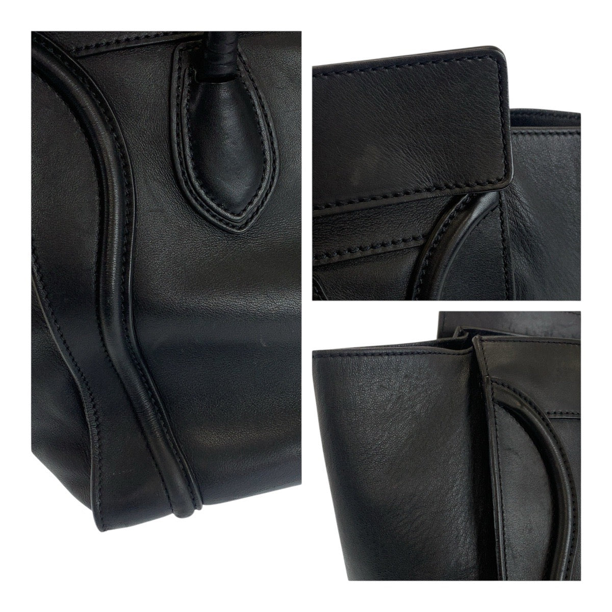 20618
CELINE セリーヌ ラゲージ ミニショッパー ブラック 黒 ゴールド金具 レザー F SA 0132 トートバッグ ハンドバッグ レディース AB63