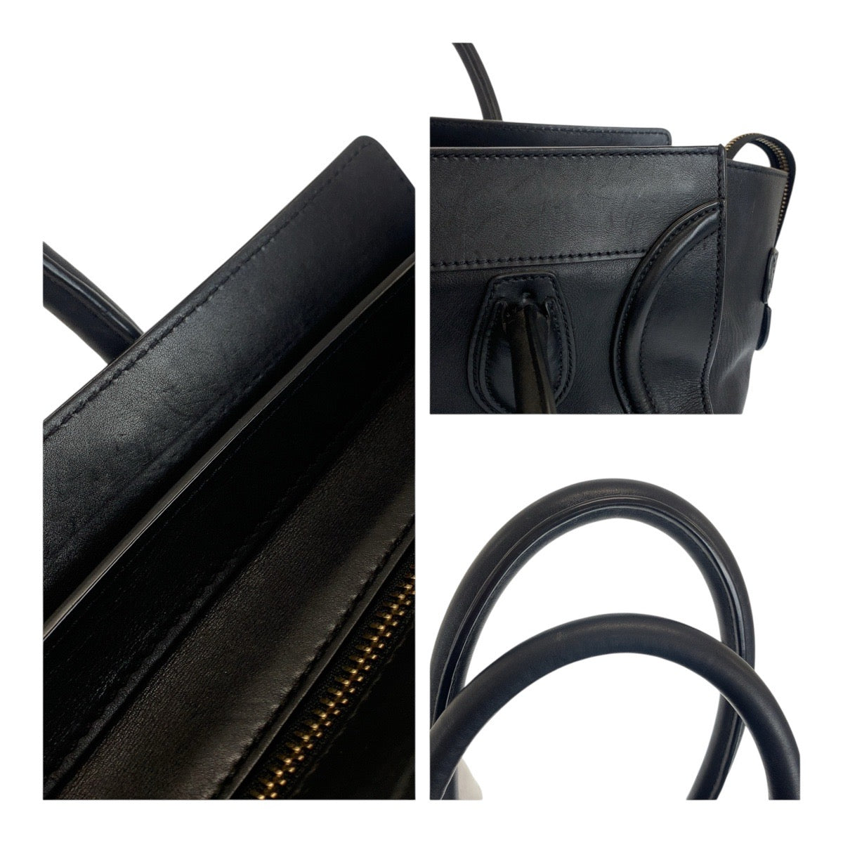 20618
CELINE セリーヌ ラゲージ ミニショッパー ブラック 黒 ゴールド金具 レザー F SA 0132 トートバッグ ハンドバッグ レディース AB63