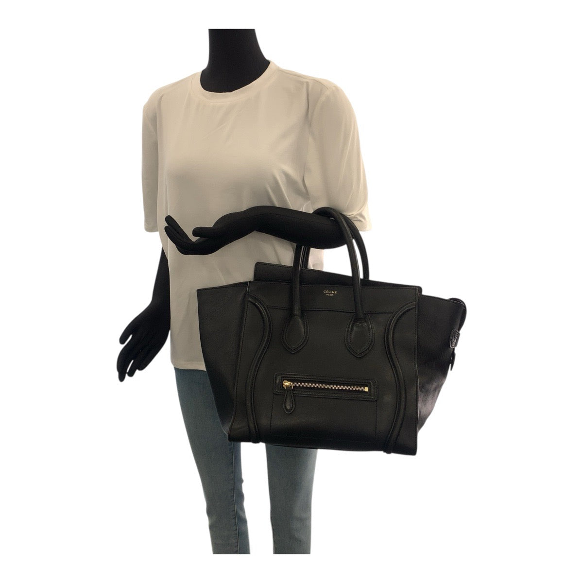 20618
CELINE セリーヌ ラゲージ ミニショッパー ブラック 黒 ゴールド金具 レザー F SA 0132 トートバッグ ハンドバッグ レディース AB63