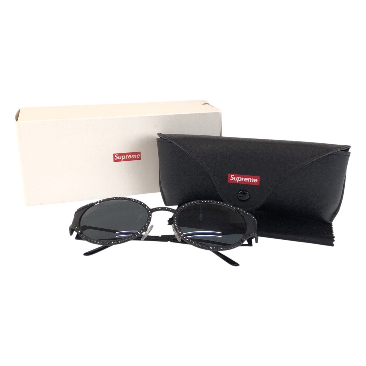 20626
Supreme シュプリーム スワロフスキー ブラック メタル サングラス ミラーサングラス オーバル レディース N75