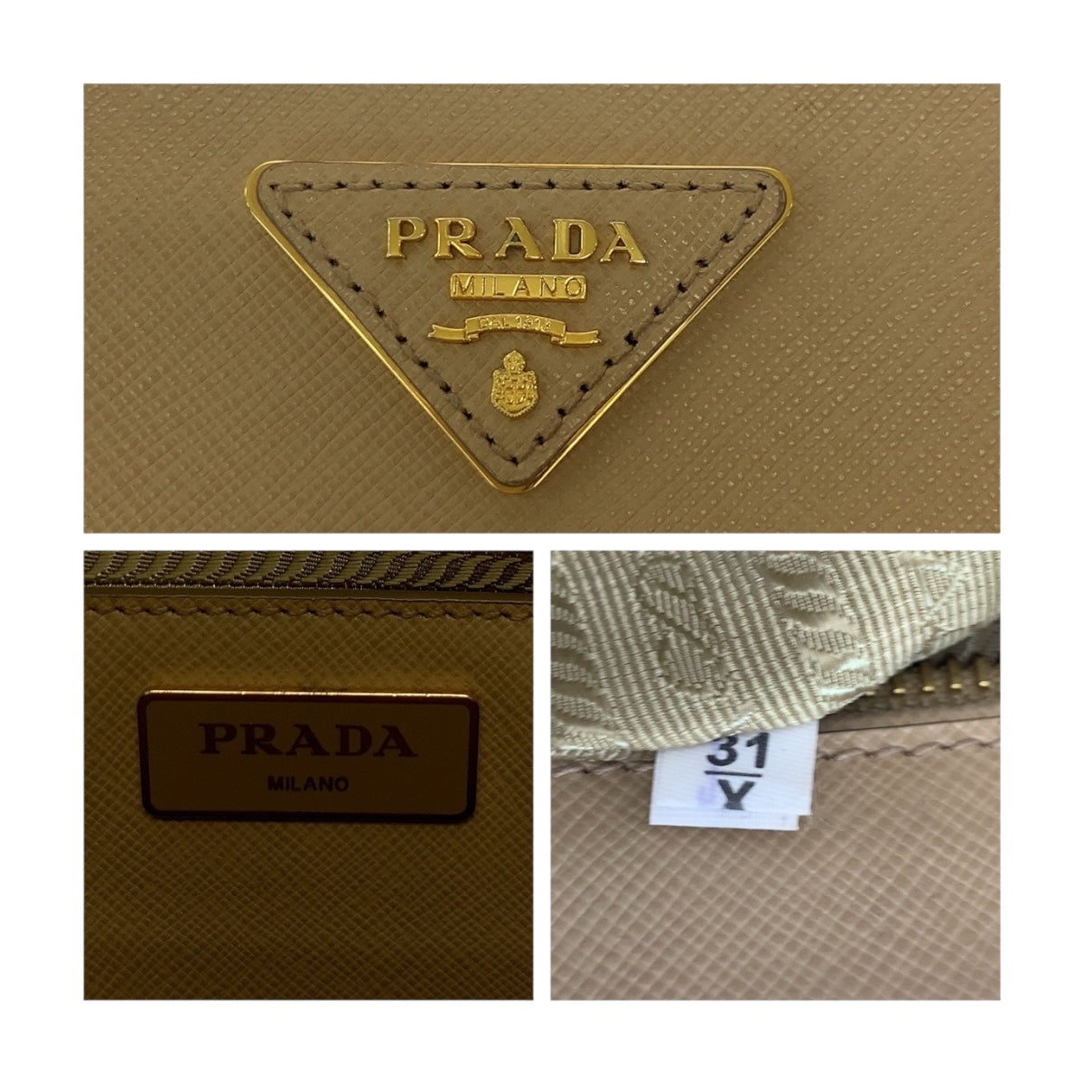 20137
PRADA プラダ サフィアーノ 三角ロゴプレート ベージュ ゴールド金具 レザー BN2674 ショルダーバッグ トートバッグ ハンドバッグ 2way レディース ABP57
