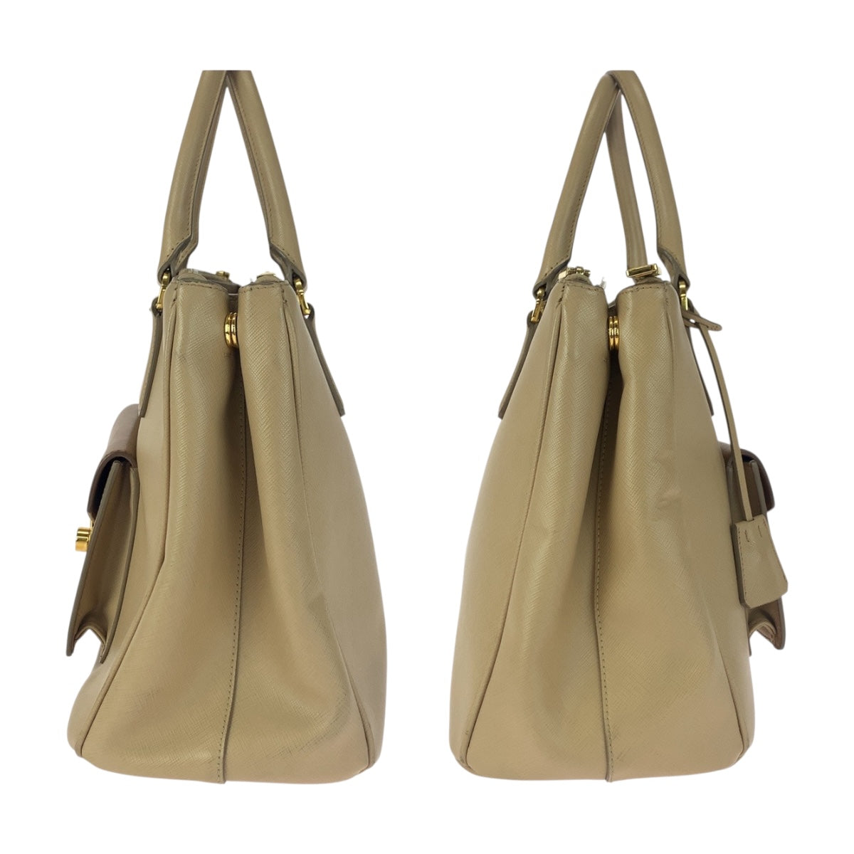 20137
PRADA プラダ サフィアーノ 三角ロゴプレート ベージュ ゴールド金具 レザー BN2674 ショルダーバッグ トートバッグ ハンドバッグ 2way レディース ABP57