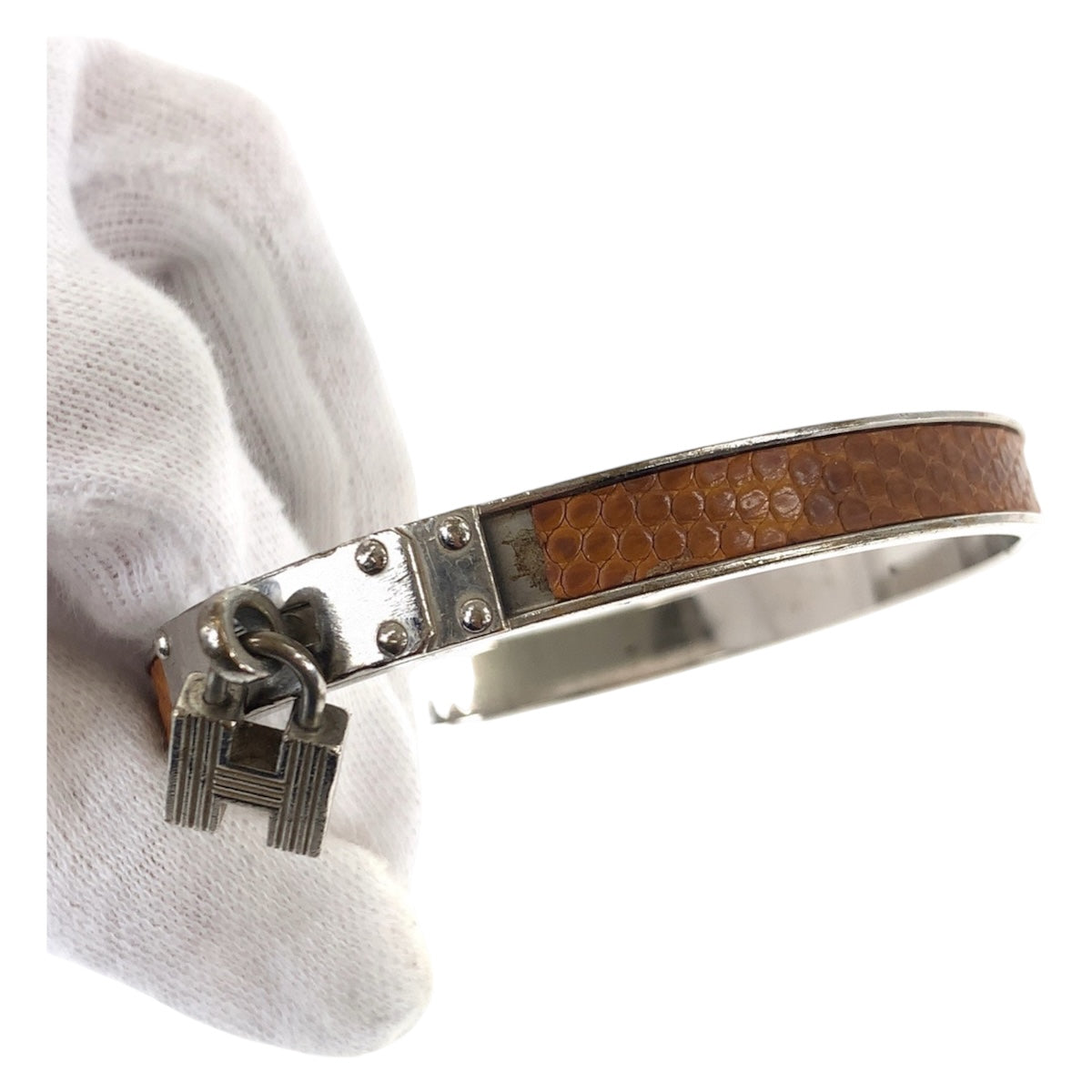 20643
HERMES エルメス ケリー Hカデナモチーフ ゴールド ブラウン シルバー金具 メタル / レザー ブレスレット バングル レディース AB8