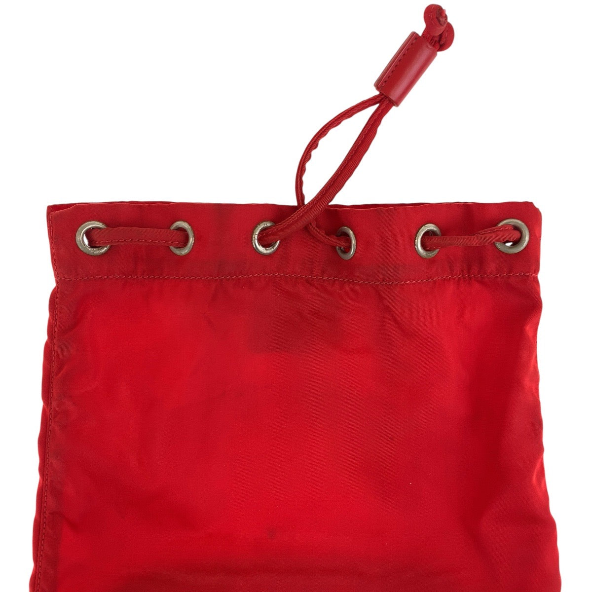 PRADA プラダ テスート 三角ロゴプレート レッド シルバー金具 ポーチ アクセサリーポーチ レディース AB