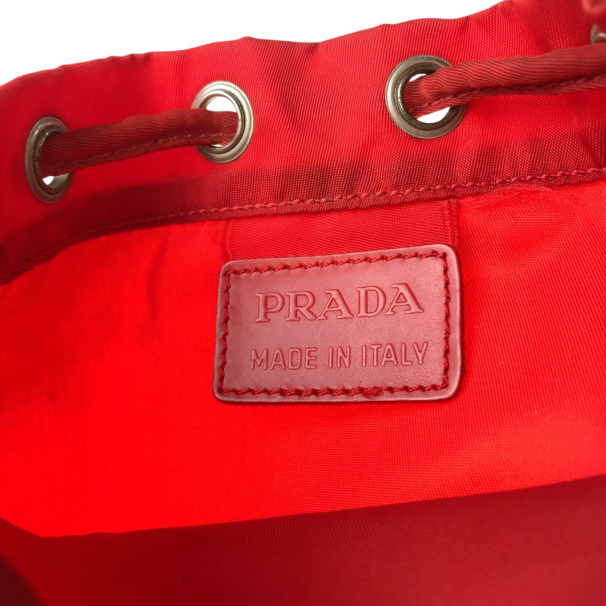 PRADA プラダ テスート 三角ロゴプレート レッド シルバー金具 ポーチ アクセサリーポーチ レディース AB