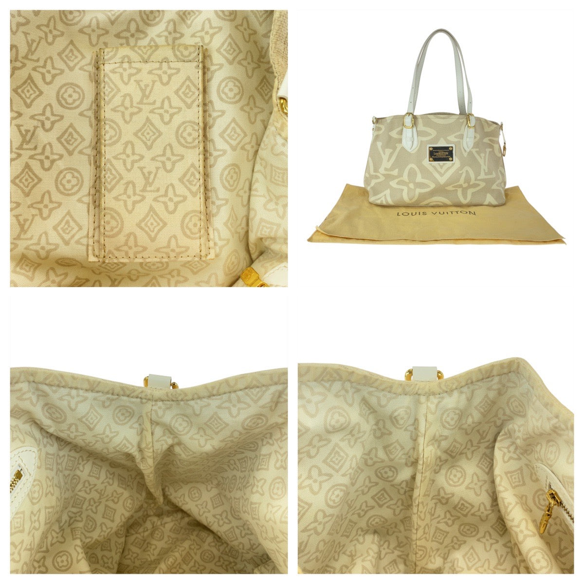 20671
LOUIS VUITTON ルイヴィトン タイシエンヌGM ベージュ クリーム ゴールド金具 キャンバス / レザー M95675 トートバッグ ショルダーバッグ レディース A68