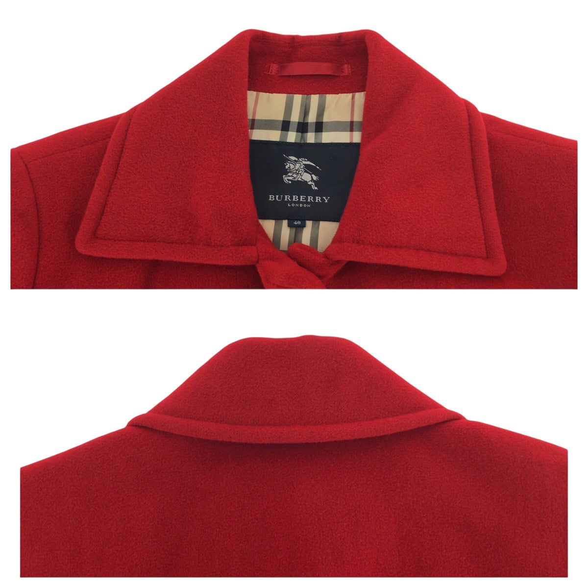 20677
BURBERRY バーバリー ロンドン ノバチェック サイズ40 レッド アンゴラ / ウール FN066-878 その他アウター コート レディース ABP10