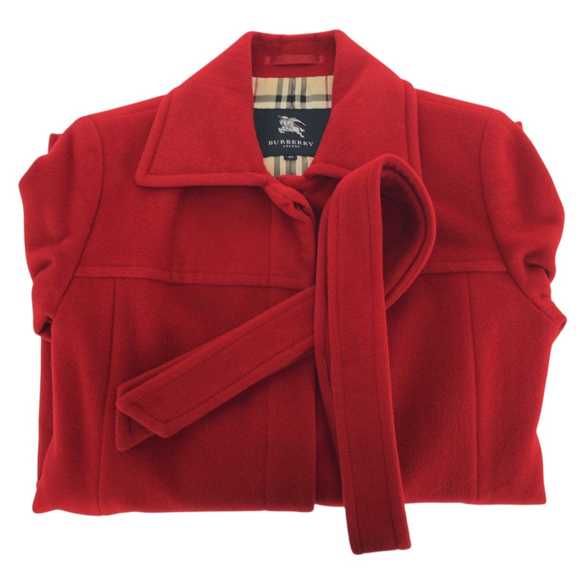 20677
BURBERRY バーバリー ロンドン ノバチェック サイズ40 レッド アンゴラ / ウール FN066-878 その他アウター コート レディース ABP10