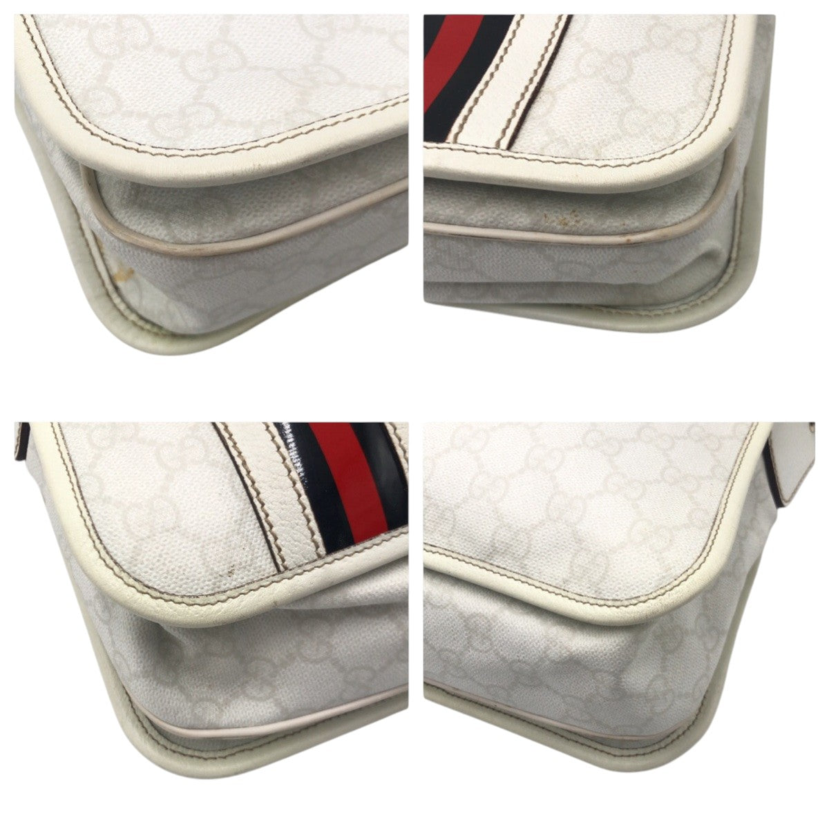 20679
GUCCI Sherry Line White Leather 145844 Shoulder Bag Messenger Bag Unisex Men's AB35
