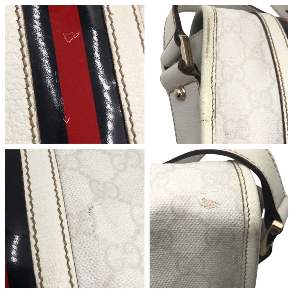 20679
GUCCI Sherry Line White Leather 145844 Shoulder Bag Messenger Bag Unisex Men's AB35