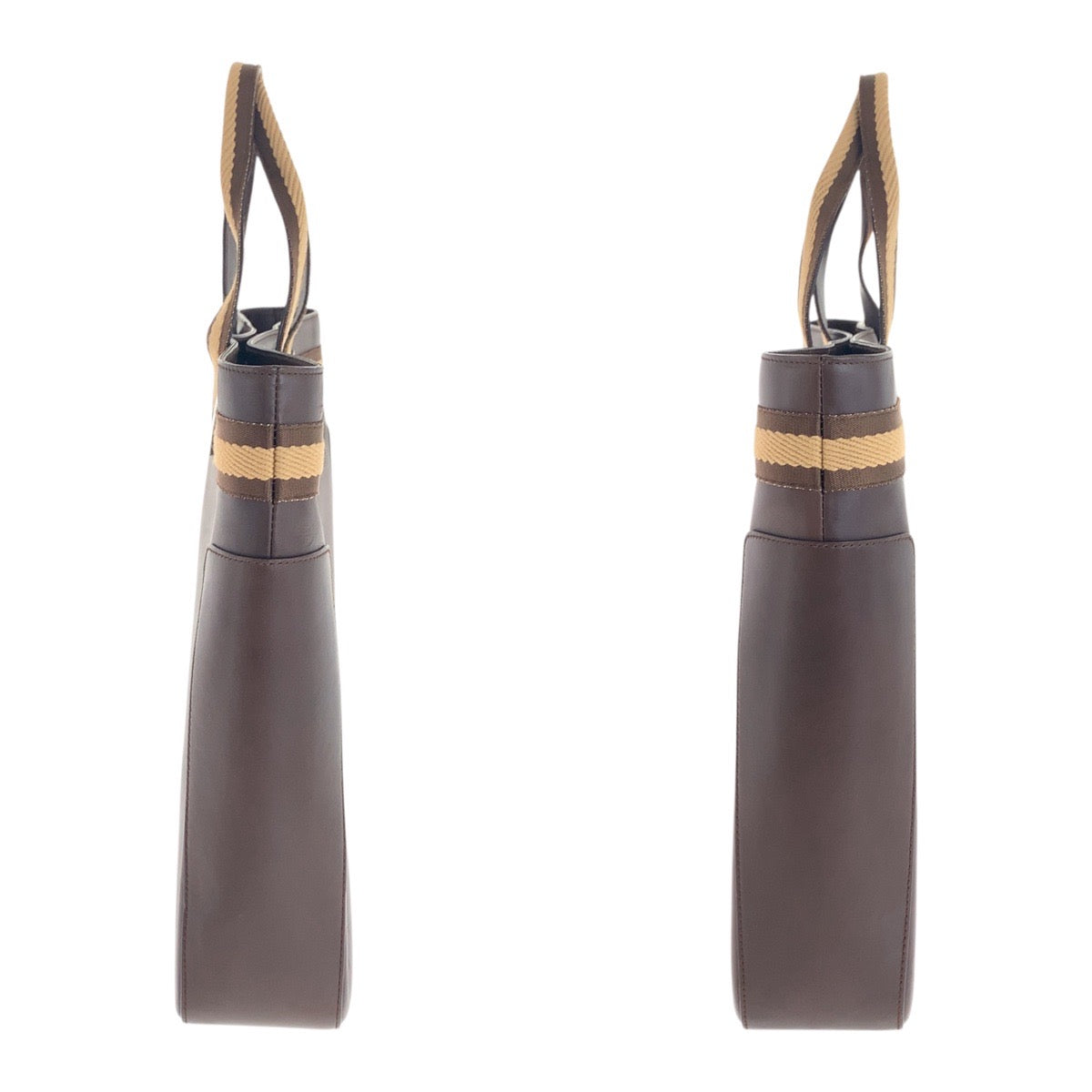 20685
GUCCI Sherry Line Brown Beige Silver Hardware Leather 002.1134 Tote Bag Handbag Women's ABP36