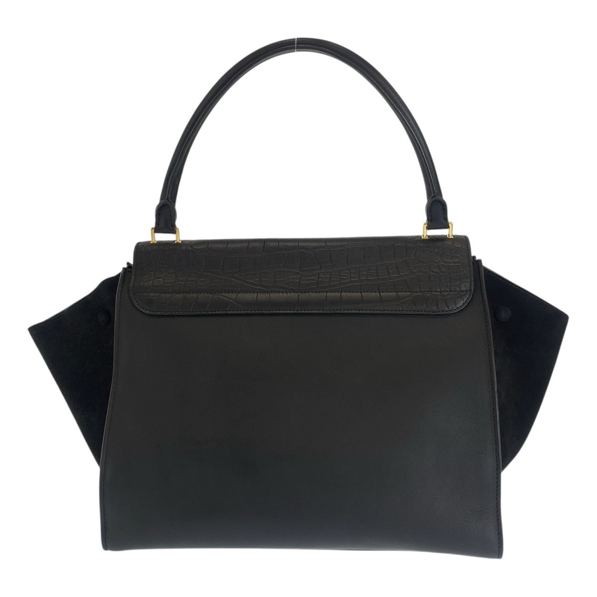 20686
CELINE セリーヌ トラペーズ 型押し ブラック 黒 ゴールド金具 レザー ショルダーバッグ ハンドバッグ レディース ABP54