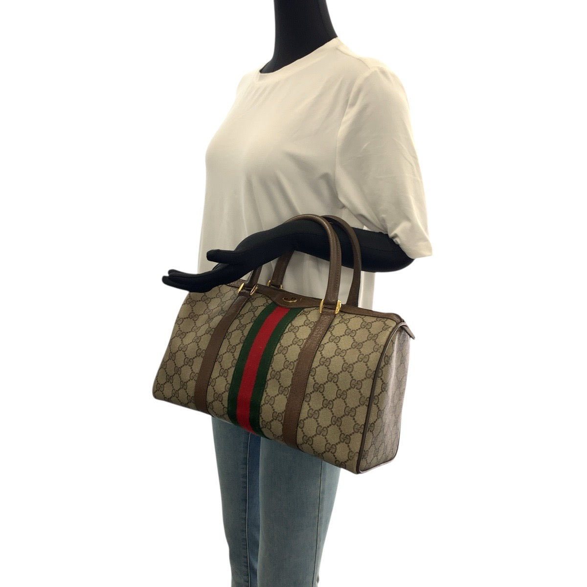 20688
GUCCI グッチ ヴィンテージ シェリーライン オールドグッチ ベージュ ブラウン ゴールド金具 GGスプリームキャンバス / レザー 24 02 007 ハンドバッグ ミニボストンバッグ レディース ABP40