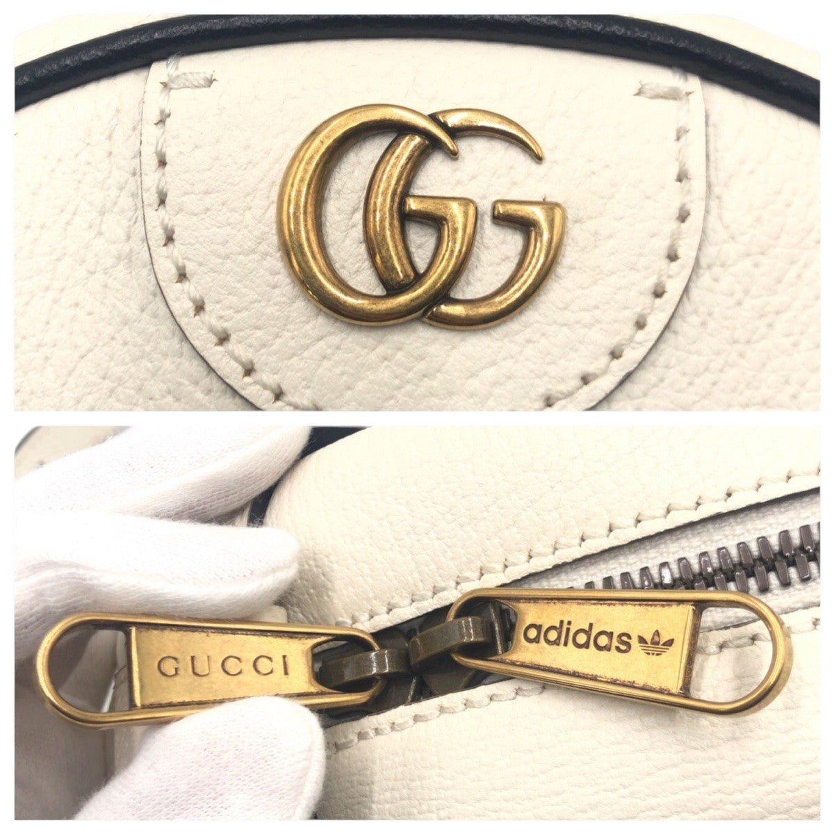 20690
GUCCI グッチ アディダスコラボ マーモント ホワイト ブラック 黒 レザー G038041801 ショルダーバッグ レディース A100