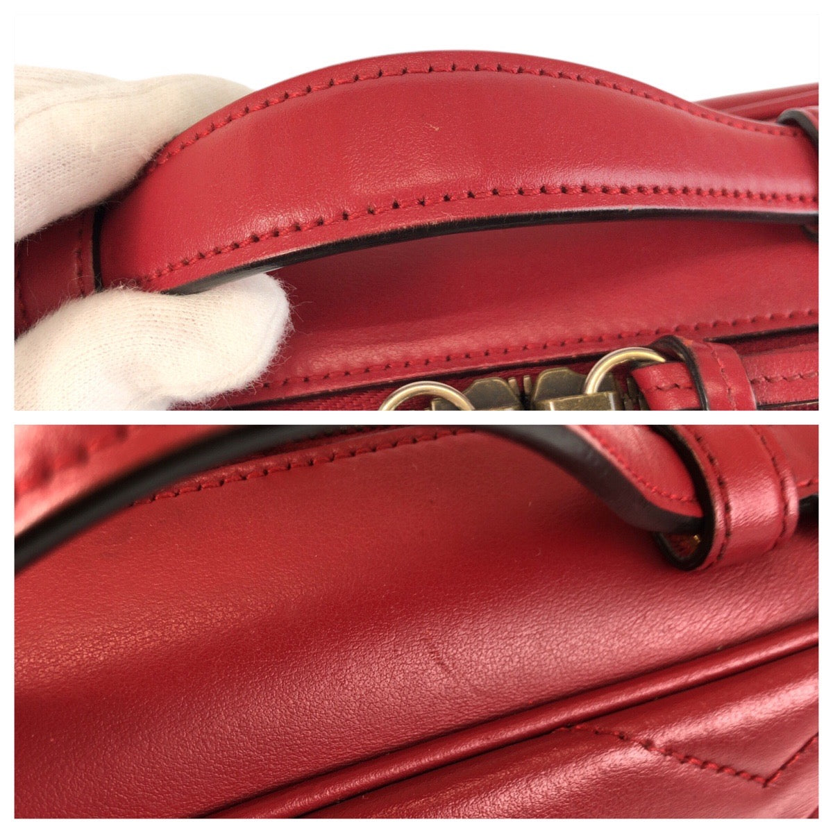 20692
GUCCI グッチ GGマーモント レッド ゴールド金具 レザー 498100 ショルダーバッグ ポシェット レディース A100
