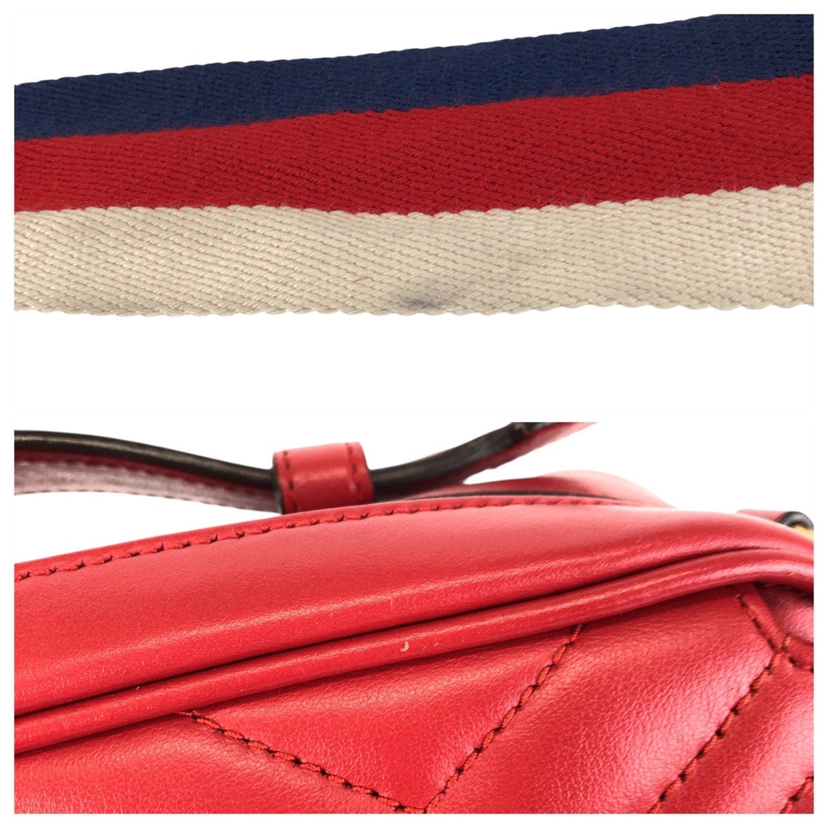 20692
GUCCI グッチ GGマーモント レッド ゴールド金具 レザー 498100 ショルダーバッグ ポシェット レディース A100