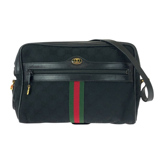 20693
GUCCI グッチ ヴィンテージ オールドグッチ シェリーライン ブラック 黒 ゴールド金具 GGキャンバス / レザー 37 0124071 ショルダーバッグ ポシェット レディース AB42
