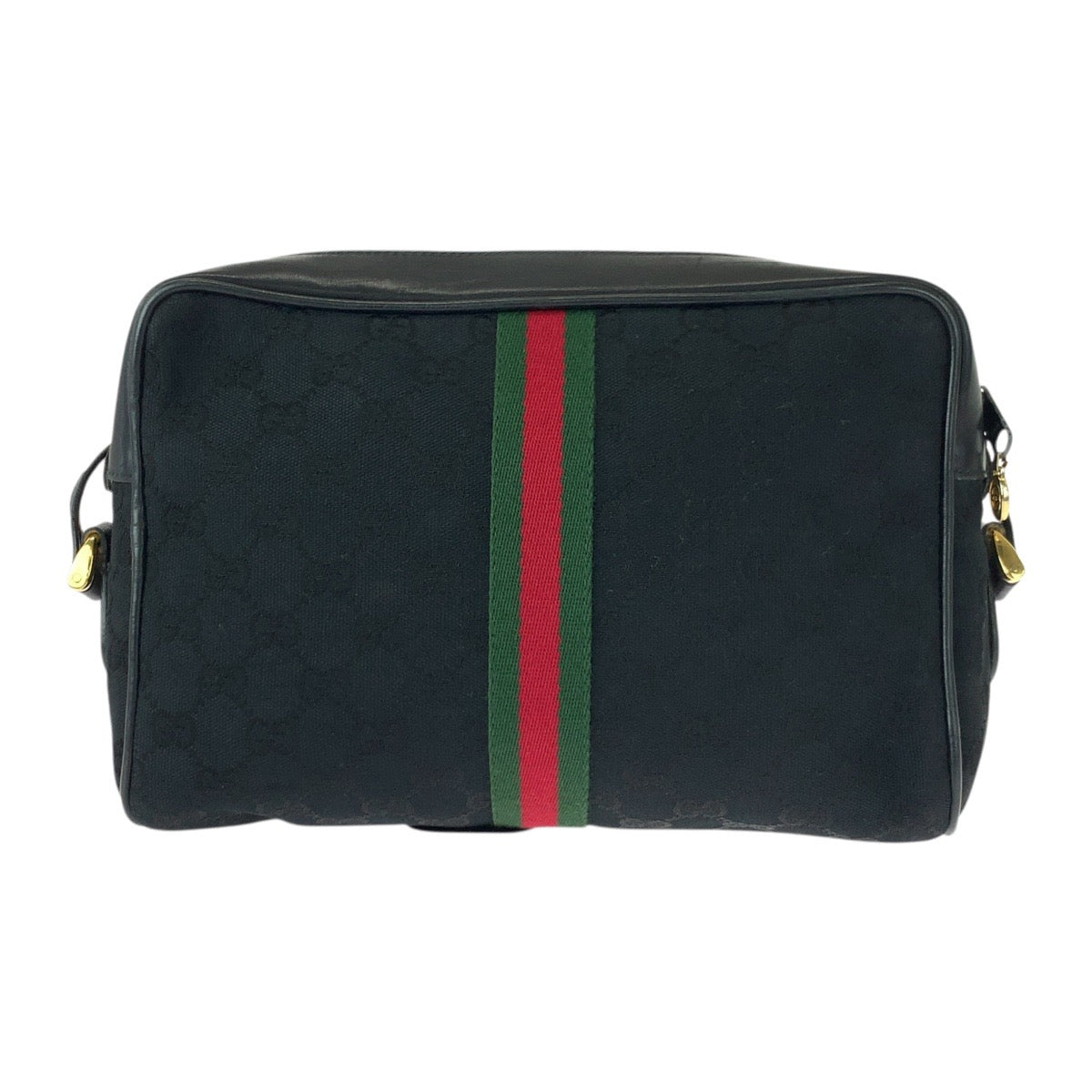 20693
GUCCI Vintage Old Gucci Sherry Line Black Gold Hardware GG Canvas / Leather 37 0124071 Shoulder Bag Pochette Ladies AB42