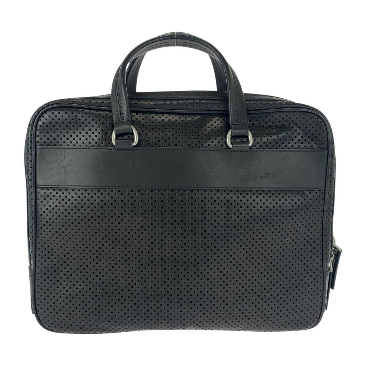20698
BALLY Trainspotting Perforated Black Leather Briefcase with Silver Hardware HVLK A40