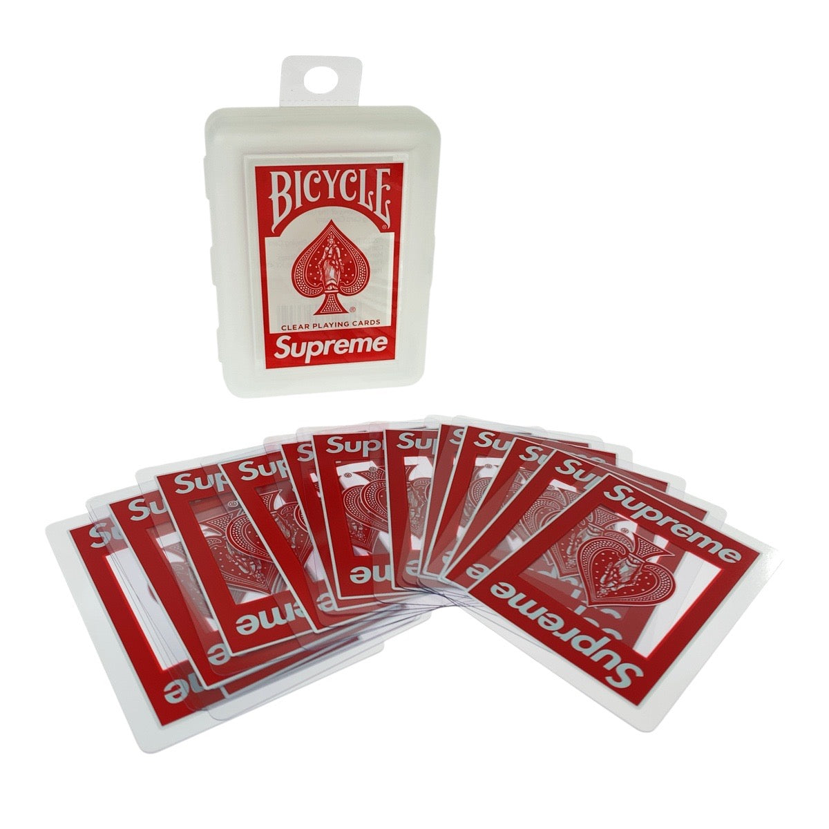 20712
Supreme Bicycle Clear Playing Cards Clear Red Plastic Playing Cards Men's A7