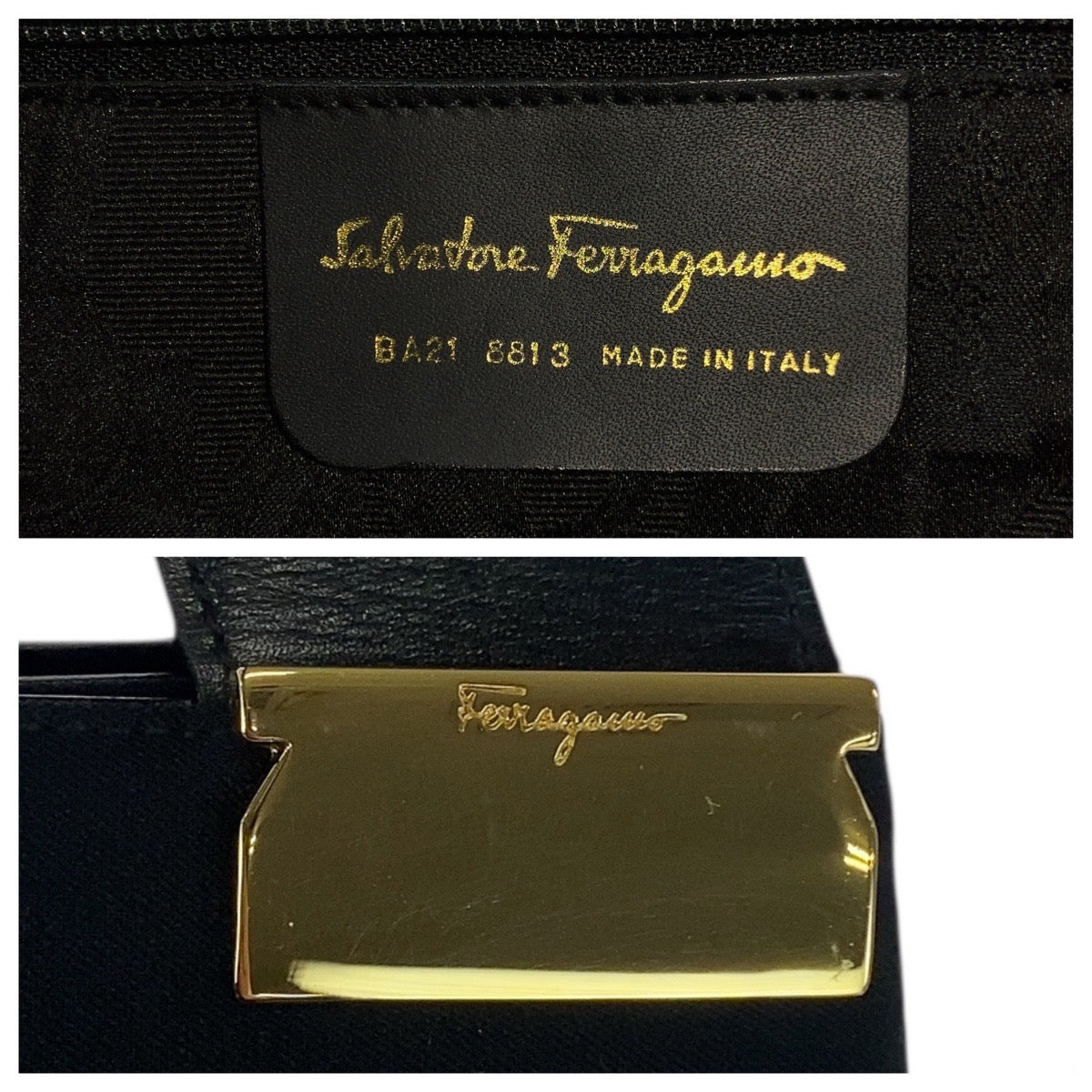 20718
Salvatore Ferragamo サルヴァトーレフェラガモ ブラック 黒 ゴールド金具 キャンバス / レザー BA21 8813 トートバッグ ショルダーバッグ レディース A10