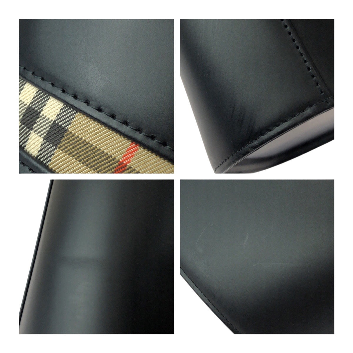 20720
BURBERRY バーバリー ノバチェック ブラック 黒 シルバー金具 レザー トートバッグ レディース A20