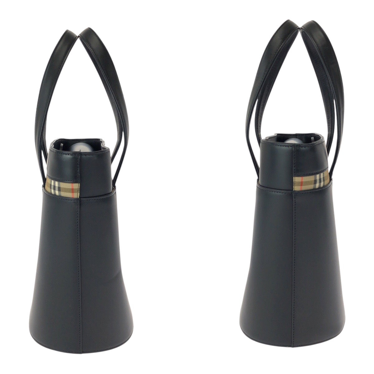 20720
BURBERRY バーバリー ノバチェック ブラック 黒 シルバー金具 レザー トートバッグ レディース A20