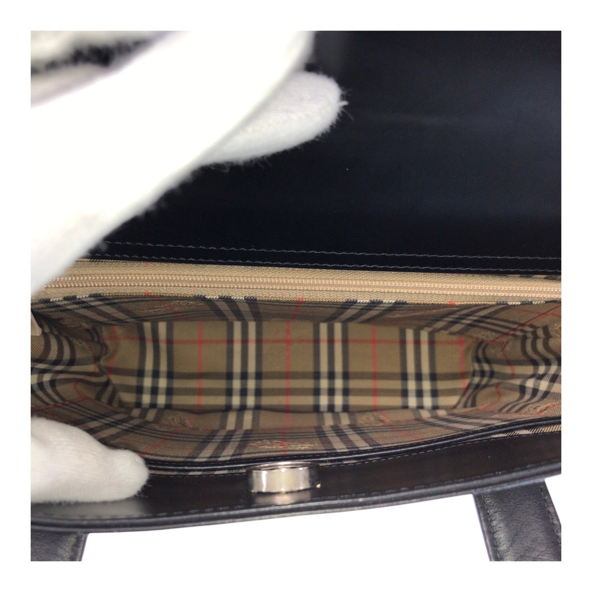 20720
BURBERRY バーバリー ノバチェック ブラック 黒 シルバー金具 レザー トートバッグ レディース A20