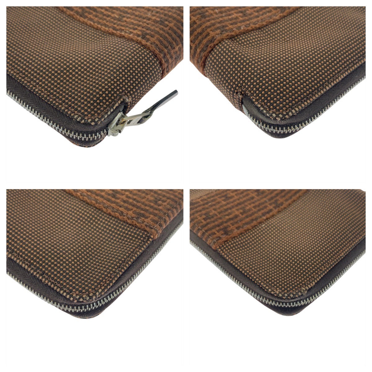 20722
HERMES エルメス エールライン パースPM ブラウン シルバー金具 キャンバス 折り財布 コンパクトウォレット レディース ABP10