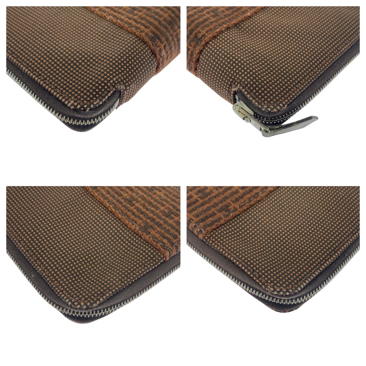 20722
HERMES エルメス エールライン パースPM ブラウン シルバー金具 キャンバス 折り財布 コンパクトウォレット レディース ABP10