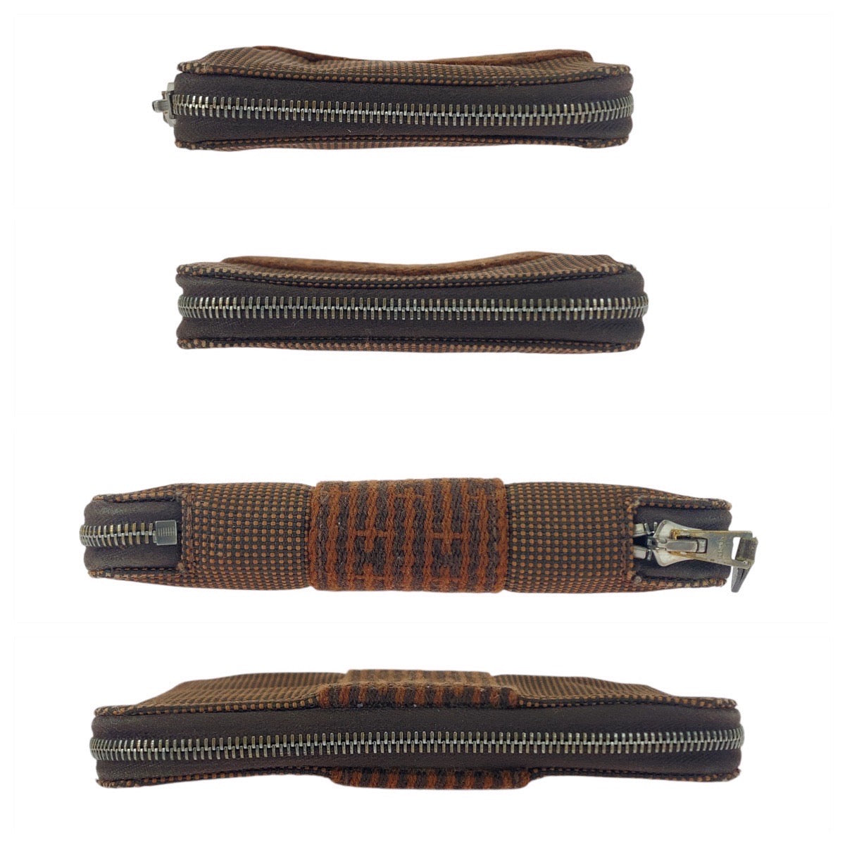 20722
HERMES エルメス エールライン パースPM ブラウン シルバー金具 キャンバス 折り財布 コンパクトウォレット レディース ABP10