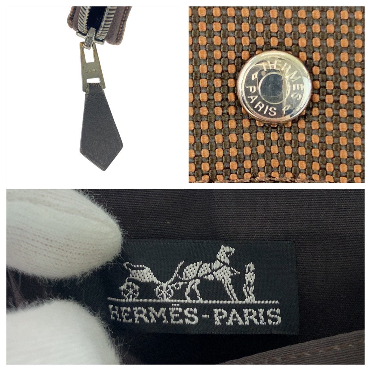 20722
HERMES エルメス エールライン パースPM ブラウン シルバー金具 キャンバス 折り財布 コンパクトウォレット レディース ABP10