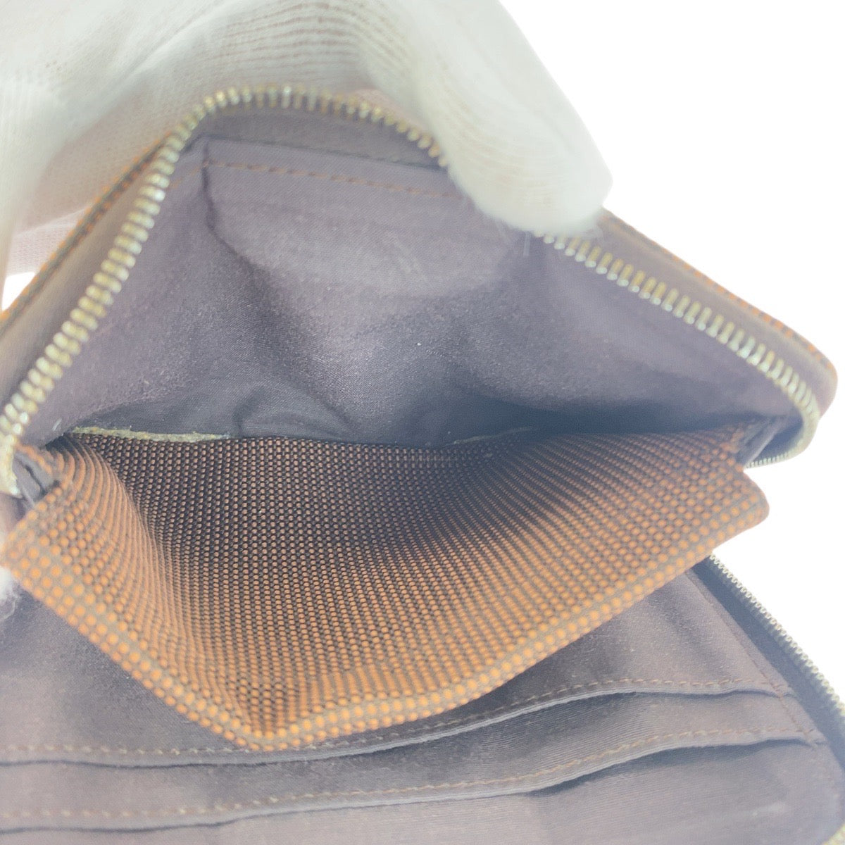 20722
HERMES エルメス エールライン パースPM ブラウン シルバー金具 キャンバス 折り財布 コンパクトウォレット レディース ABP10