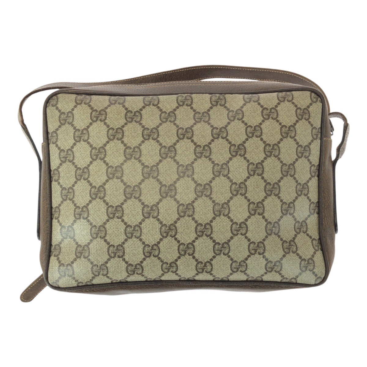 20724
GUCCI グッチ ヴィンテージ オールドグッチ ブラウン ゴールド金具 GGスプリームキャンバス / レザー ショルダーバッグ ポシェット レディース AB18